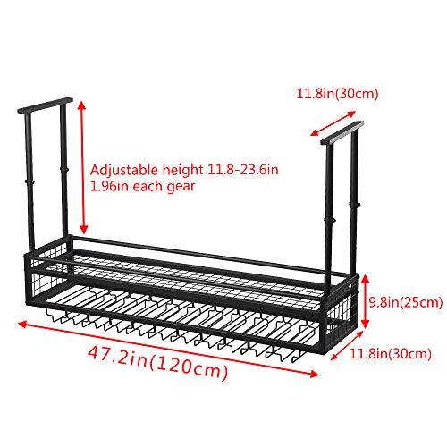 Industrial 2-layer Wine Rack with Glass Holder