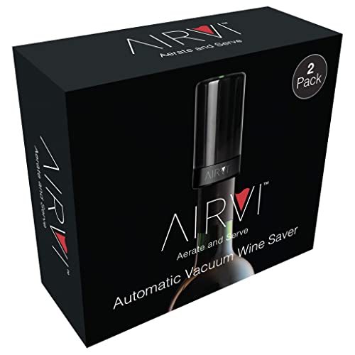 AirVi Wine Saver: Airtight Pump, Black, 2 Pack
