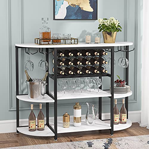 Modern White Wine Bar Cabinet with Storage