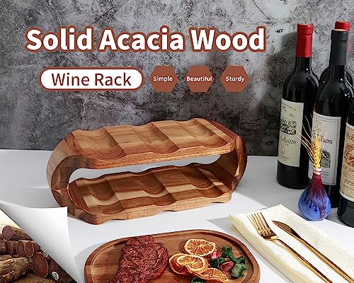 Stackable Rustic Wooden Wine Rack for Countertop