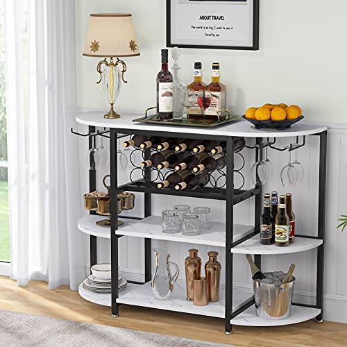 Modern White Wine Bar Cabinet with Storage