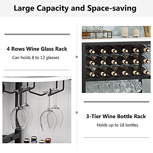 Modern White Wine Bar Cabinet with Storage