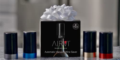 AirVi Wine Saver: Airtight Pump, Black, 2 Pack