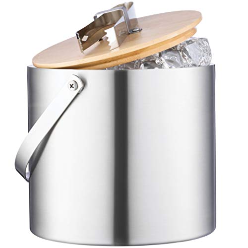 Insulated Stainless Steel Ice Bucket with Lid & Tongs