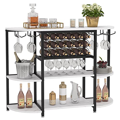 Modern White Wine Bar Cabinet with Storage