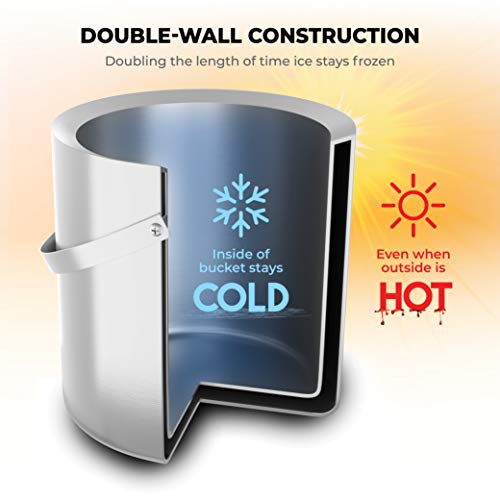 Insulated Stainless Steel Ice Bucket with Lid & Tongs