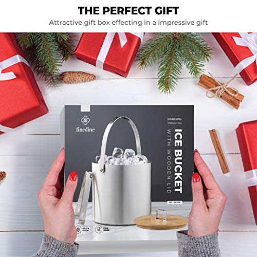 Insulated Stainless Steel Ice Bucket with Lid & Tongs