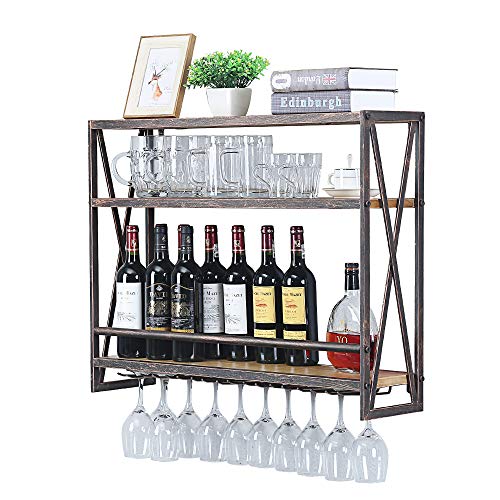 Industrial Wall-Mounted 3-Tier Wine Rack