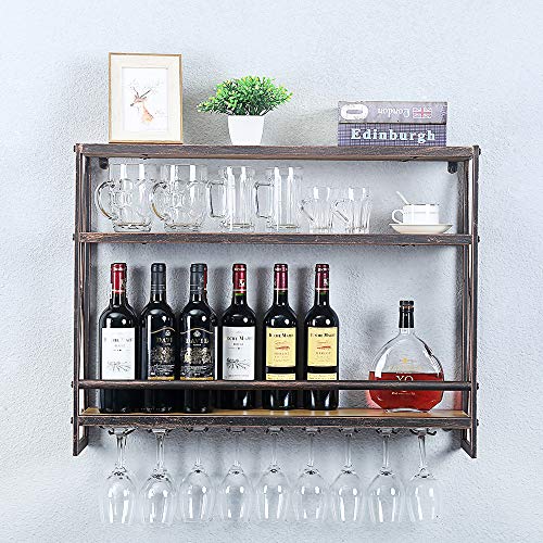 Industrial Wall-Mounted 3-Tier Wine Rack