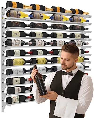 Metal Wall-Mounted Wine Bottle Holder - 44 Bottles