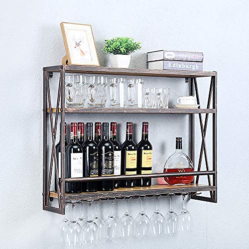 Industrial Wall-Mounted 3-Tier Wine Rack