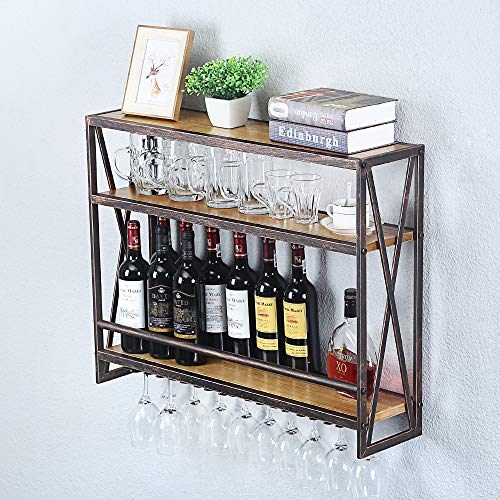Industrial Wall-Mounted 3-Tier Wine Rack
