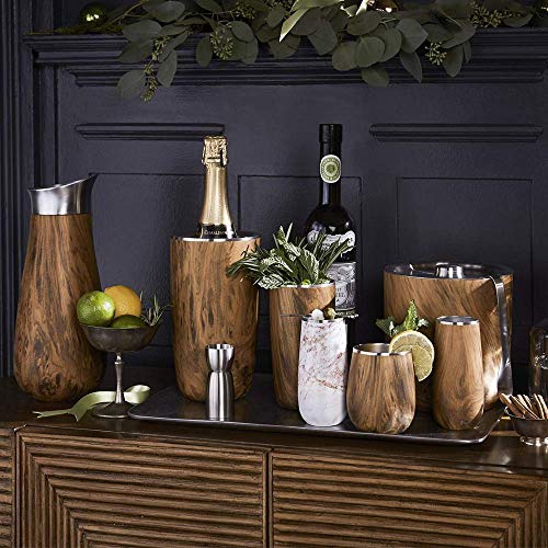 Teakwood S'well Ice Bucket with Tongs - 68oz