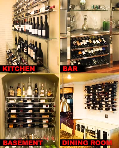 Metal Wall-Mounted Wine Bottle Holder - 44 Bottles