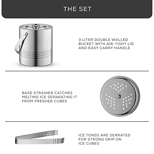 Stainless Steel Insulated Ice Bucket with Accessories