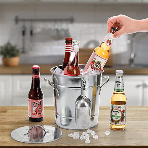 Galvanized Metal Ice Bucket with Scoop and Lid