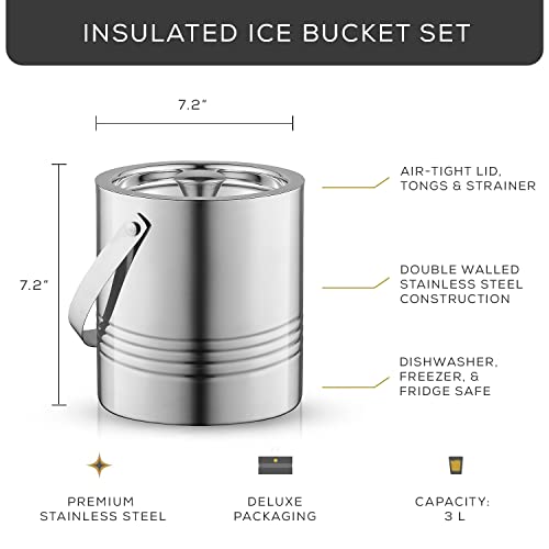 Stainless Steel Insulated Ice Bucket with Accessories