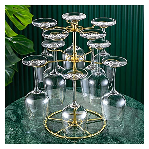 Gold Countertop Wine Glass Rack with 10 Hooks