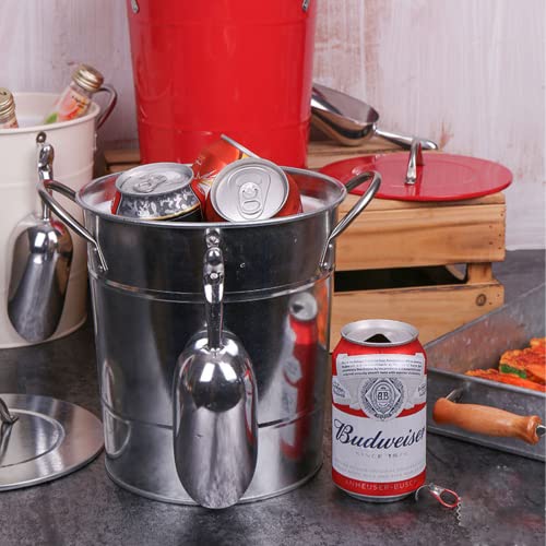 Galvanized Metal Ice Bucket with Scoop and Lid