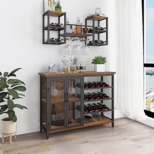 Industrial Wine Rack Table - Rustic Brown