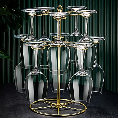 Gold Countertop Wine Glass Rack with 10 Hooks