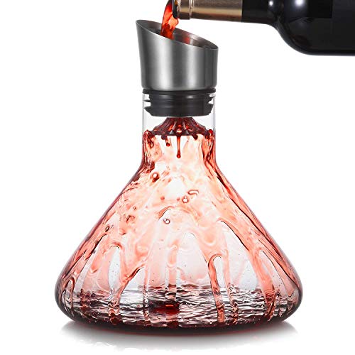 Hand-Blown Glass Wine Decanter with Aerator