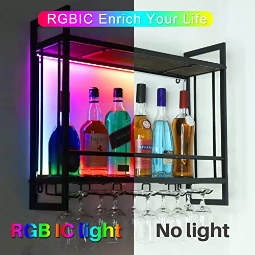 RGB LED Wine Rack with Stemware Holder