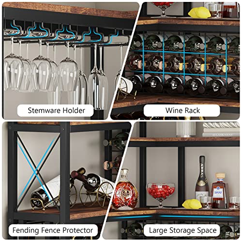 Rustic 5-Tier L-Shaped Corner Wine Rack