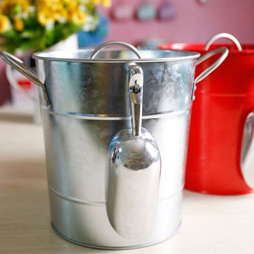 Galvanized Metal Ice Bucket with Scoop and Lid