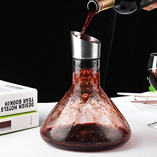 Hand-Blown Glass Wine Decanter with Aerator
