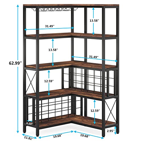 Rustic 5-Tier L-Shaped Corner Wine Rack
