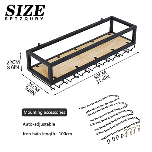 Adjustable Hanging Wine Glass Rack with Shelf