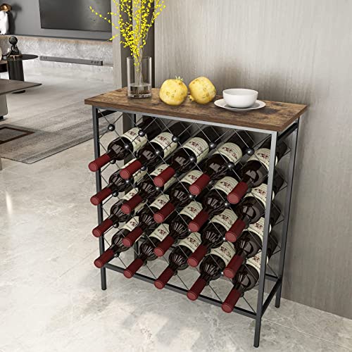 Freestanding Wine Rack with Tabletop and Glass Holder
