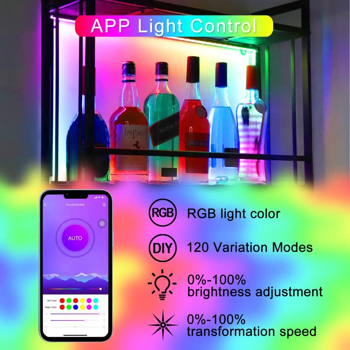 RGB LED Wine Rack with Stemware Holder