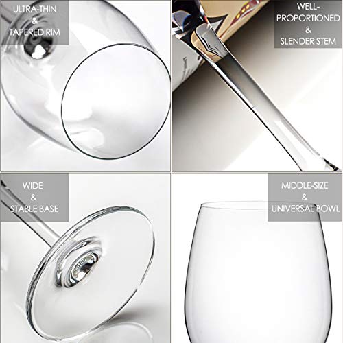 FAWLES Red Wine Glasses Set - Classic Thin Rim