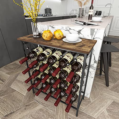 Freestanding Wine Rack with Tabletop and Glass Holder