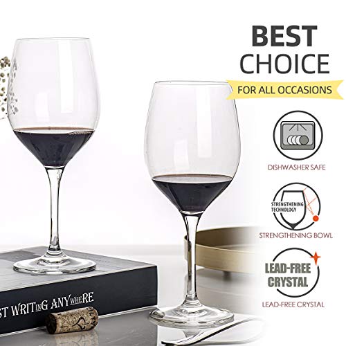 FAWLES Red Wine Glasses Set - Classic Thin Rim