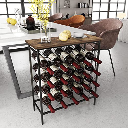 Freestanding Wine Rack with Tabletop and Glass Holder