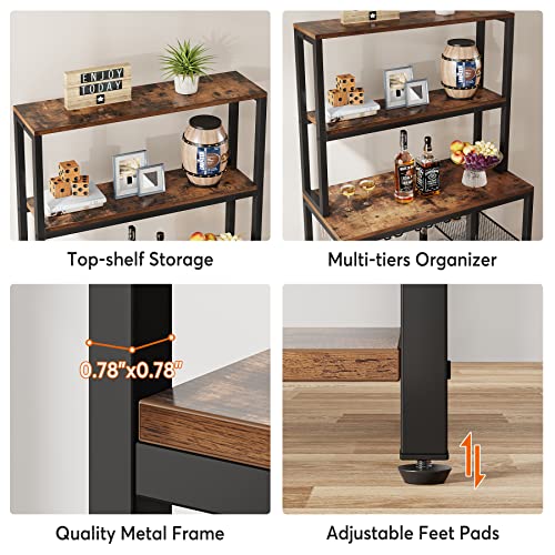 Rustic Wine Rack Table with Storage & Stemware Holders