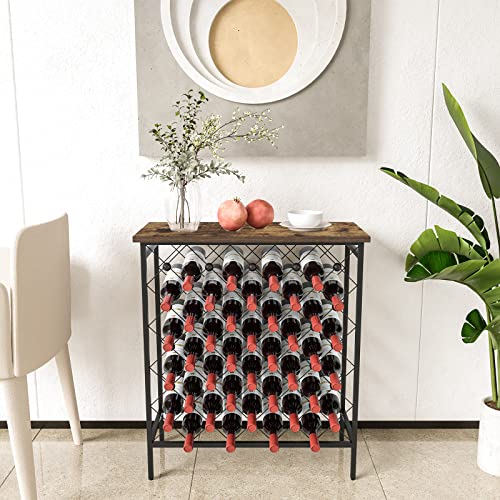 Freestanding Wine Rack with Tabletop and Glass Holder