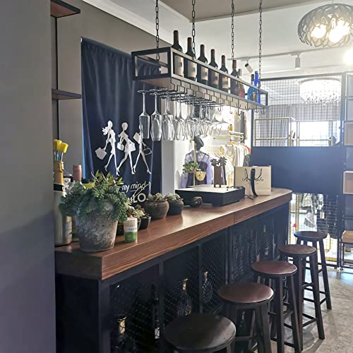 Adjustable Hanging Wine Glass Rack with Shelf