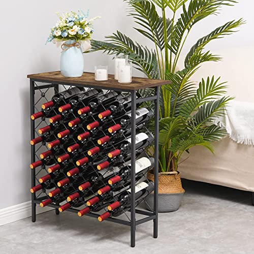 Freestanding Wine Rack with Tabletop and Glass Holder