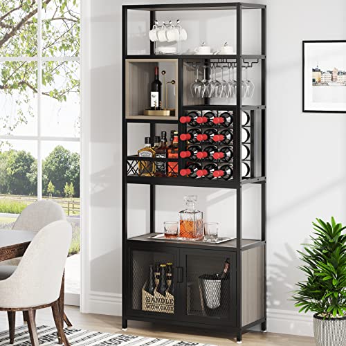 Tribesigns Metal Wine Rack with Cabinet Storage