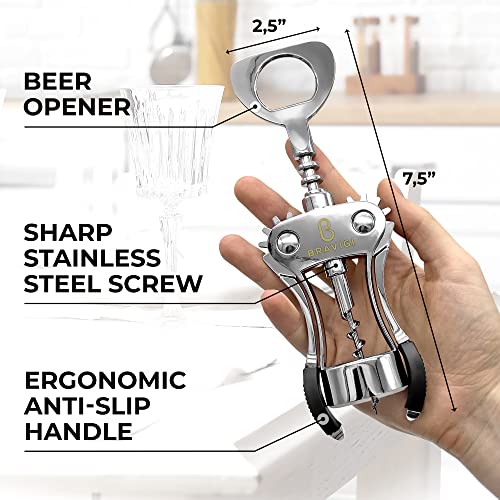 High-Quality Wing Corkscrew for Wine & Beer Bottles