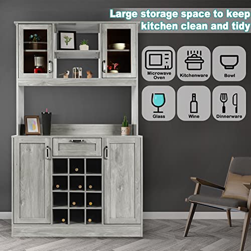 Wine Rack Buffet with Glass Door & Shelves