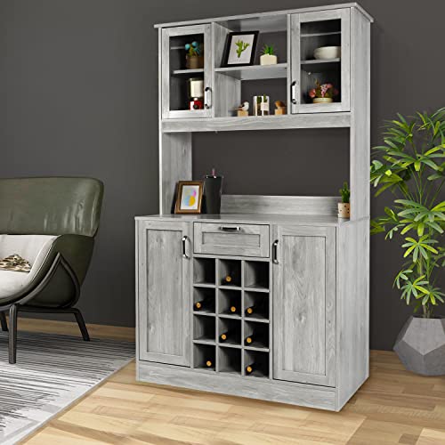 Wine Rack Buffet with Glass Door & Shelves