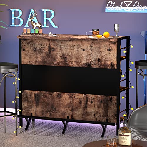Industrial Home Bar Cabinet with Stemware Racks