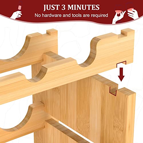 4-Tier Bamboo Wine Rack - Holds 36 Bottles