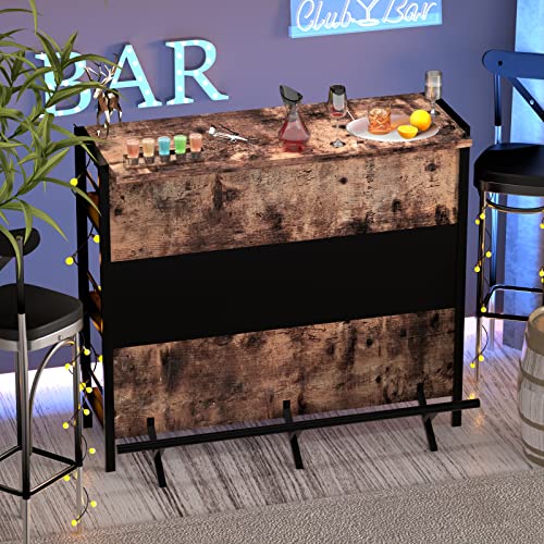 Industrial Home Bar Cabinet with Stemware Racks