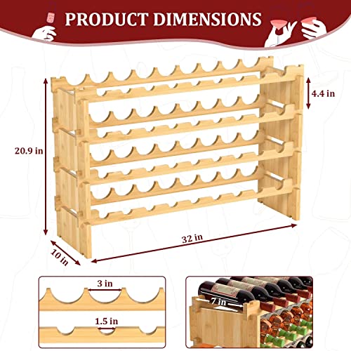 4-Tier Bamboo Wine Rack - Holds 36 Bottles